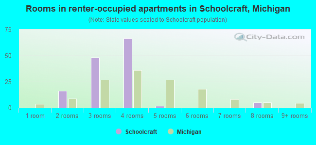 Rooms in renter-occupied apartments in Schoolcraft, Michigan