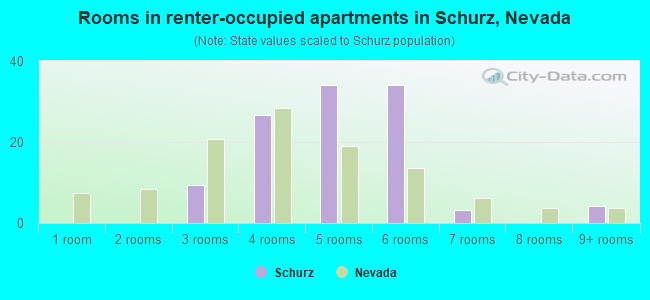 Rooms in renter-occupied apartments in Schurz, Nevada