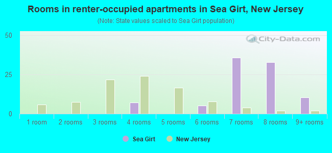 Rooms in renter-occupied apartments in Sea Girt, New Jersey