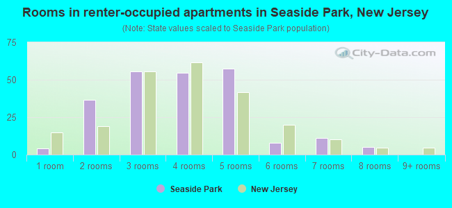 Rooms in renter-occupied apartments in Seaside Park, New Jersey