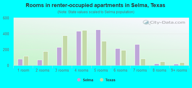 Rooms in renter-occupied apartments in Selma, Texas