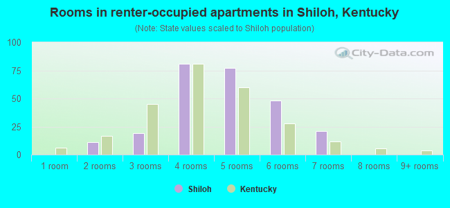 Rooms in renter-occupied apartments in Shiloh, Kentucky