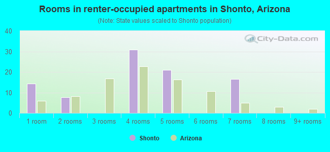 Rooms in renter-occupied apartments in Shonto, Arizona