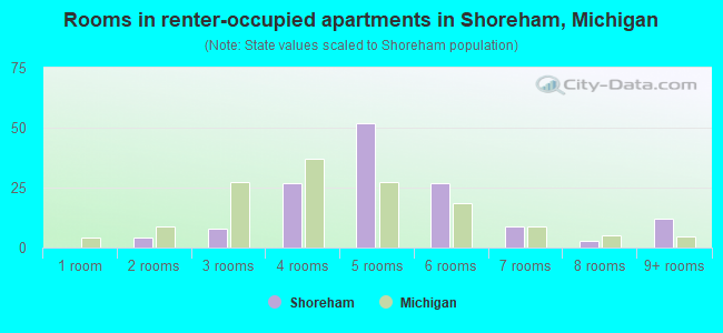 Rooms in renter-occupied apartments in Shoreham, Michigan