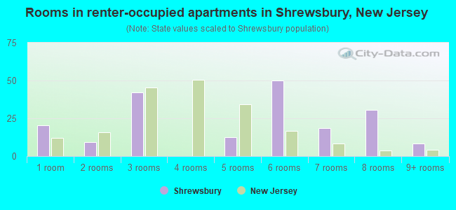Rooms in renter-occupied apartments in Shrewsbury, New Jersey