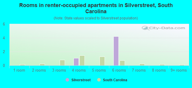 Rooms in renter-occupied apartments in Silverstreet, South Carolina