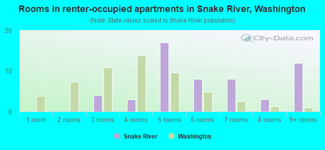 Rooms in renter-occupied apartments in Snake River, Washington