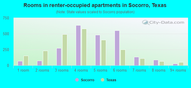 Rooms in renter-occupied apartments in Socorro, Texas
