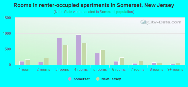 Rooms in renter-occupied apartments in Somerset, New Jersey