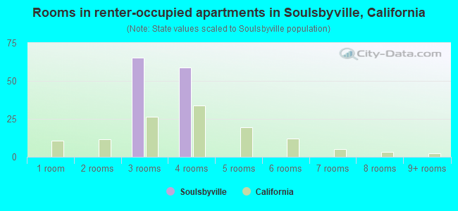 Rooms in renter-occupied apartments in Soulsbyville, California