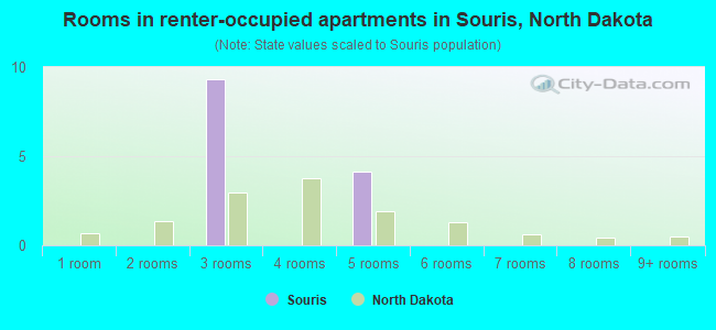 Rooms in renter-occupied apartments in Souris, North Dakota