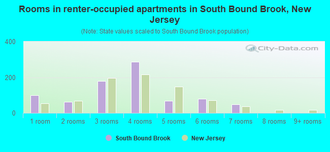 Rooms in renter-occupied apartments in South Bound Brook, New Jersey