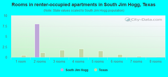 Rooms in renter-occupied apartments in South Jim Hogg, Texas