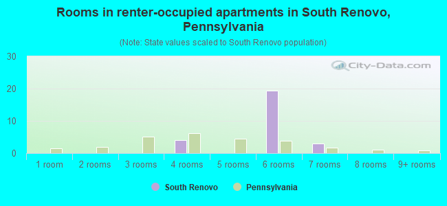 Rooms in renter-occupied apartments in South Renovo, Pennsylvania