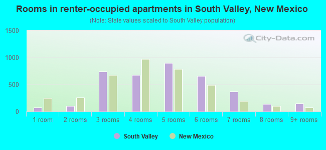 Rooms in renter-occupied apartments in South Valley, New Mexico