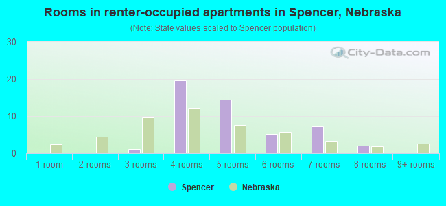Rooms in renter-occupied apartments in Spencer, Nebraska