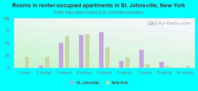 Rooms in renter-occupied apartments in St. Johnsville, New York