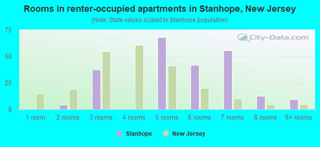 Rooms in renter-occupied apartments in Stanhope, New Jersey