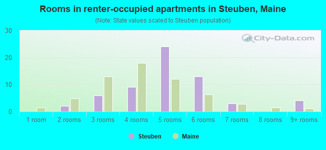 Rooms in renter-occupied apartments in Steuben, Maine