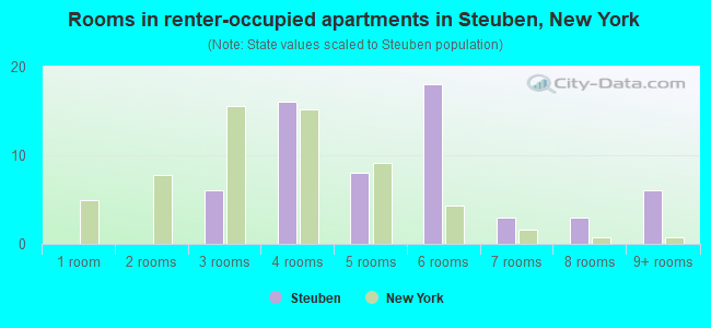 Rooms in renter-occupied apartments in Steuben, New York