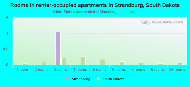 Rooms in renter-occupied apartments in Strandburg, South Dakota