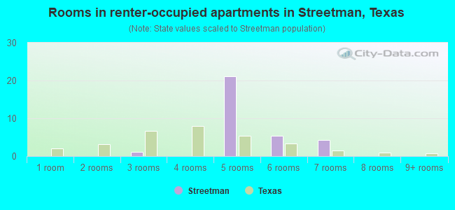 Rooms in renter-occupied apartments in Streetman, Texas