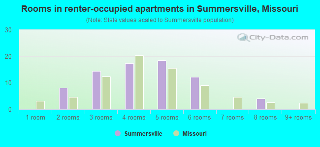 Rooms in renter-occupied apartments in Summersville, Missouri