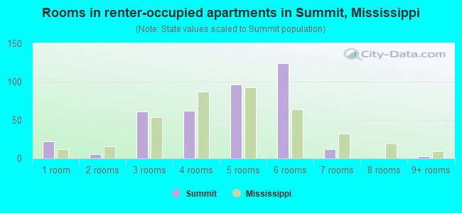 Rooms in renter-occupied apartments in Summit, Mississippi