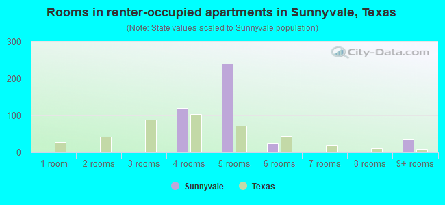Rooms in renter-occupied apartments in Sunnyvale, Texas