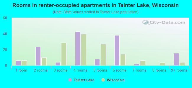 Rooms in renter-occupied apartments in Tainter Lake, Wisconsin