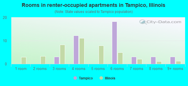 Rooms in renter-occupied apartments in Tampico, Illinois