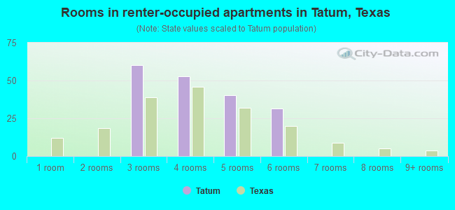 Rooms in renter-occupied apartments in Tatum, Texas