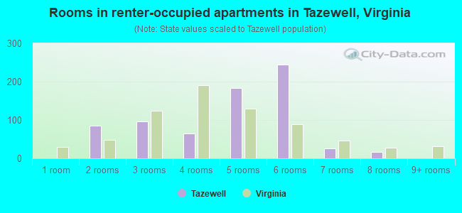 Rooms in renter-occupied apartments in Tazewell, Virginia