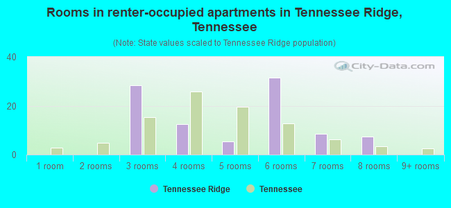 Rooms in renter-occupied apartments in Tennessee Ridge, Tennessee