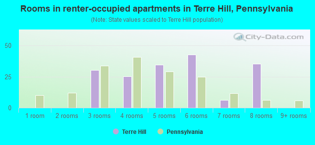 Rooms in renter-occupied apartments in Terre Hill, Pennsylvania