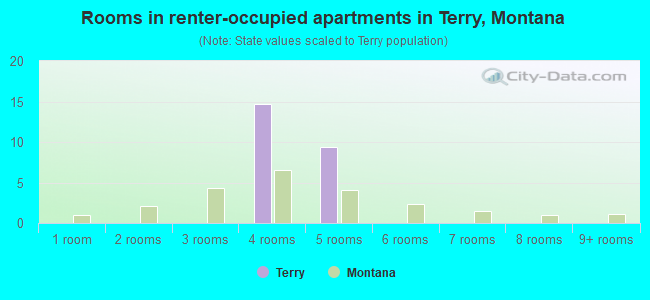 Rooms in renter-occupied apartments in Terry, Montana