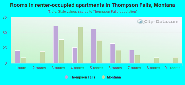 Rooms in renter-occupied apartments in Thompson Falls, Montana