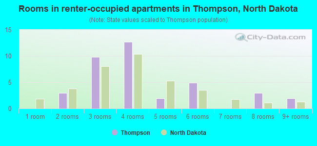 Rooms in renter-occupied apartments in Thompson, North Dakota