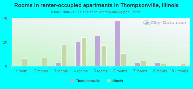 Rooms in renter-occupied apartments in Thompsonville, Illinois