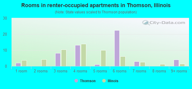 Rooms in renter-occupied apartments in Thomson, Illinois