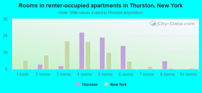 Rooms in renter-occupied apartments in Thurston, New York