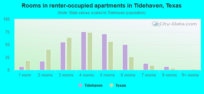Rooms in renter-occupied apartments in Tidehaven, Texas