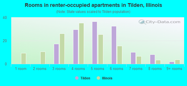 Rooms in renter-occupied apartments in Tilden, Illinois