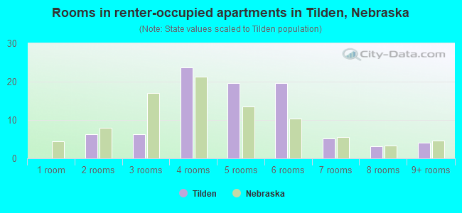 Rooms in renter-occupied apartments in Tilden, Nebraska