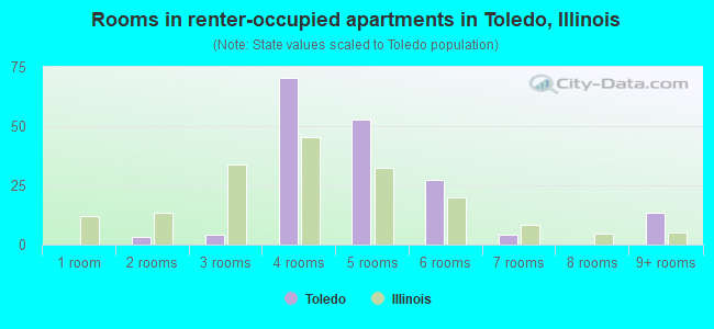 Rooms in renter-occupied apartments in Toledo, Illinois