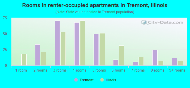 Rooms in renter-occupied apartments in Tremont, Illinois
