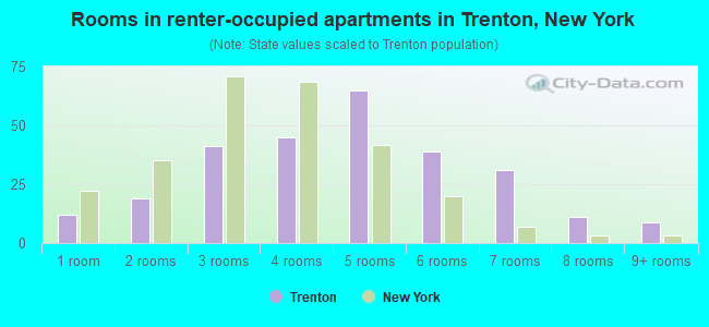 Rooms in renter-occupied apartments in Trenton, New York