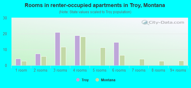 Rooms in renter-occupied apartments in Troy, Montana