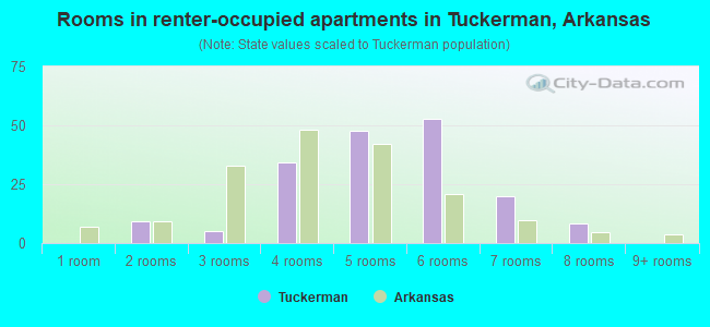 Rooms in renter-occupied apartments in Tuckerman, Arkansas