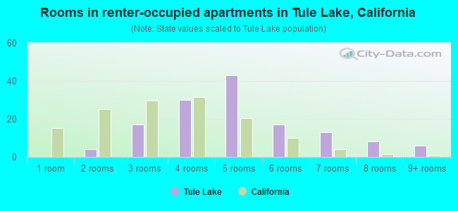 Rooms in renter-occupied apartments in Tule Lake, California